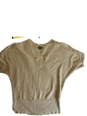 Dots Metallic Gold Knit Short Sleeve Top